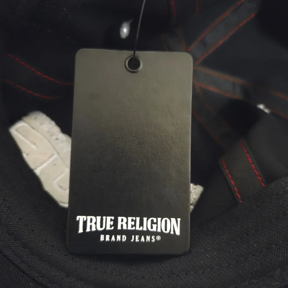 NEW True Religion Baseball Cap‎ Hat Black Red Stitching Original Buddha Brand OS